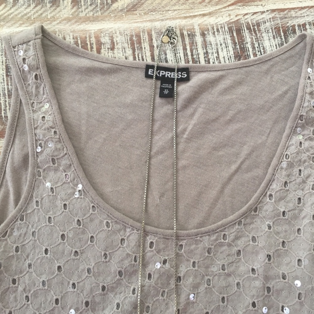 Express sequined tank top.  Like new. - Picture 2 of 2